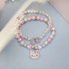 Luckacco 2PCS Kawaii Hello Kitty Bracelet Set Sanrio Crystal Beads Jewelry Gift for Girls Cute Anime Pendant Accessory