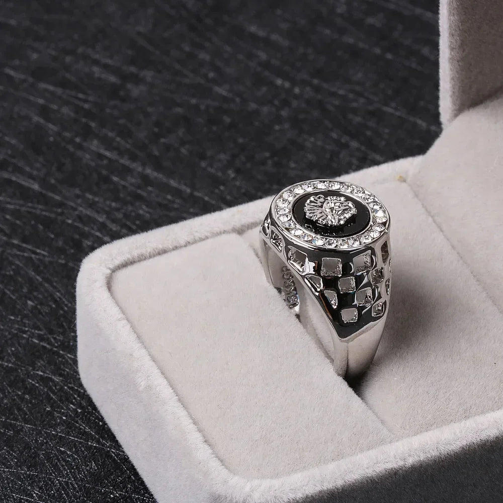 luckacco creative medusa ring for men inlaid with zircon fashion domineering rings female punk style jewelry couple gift