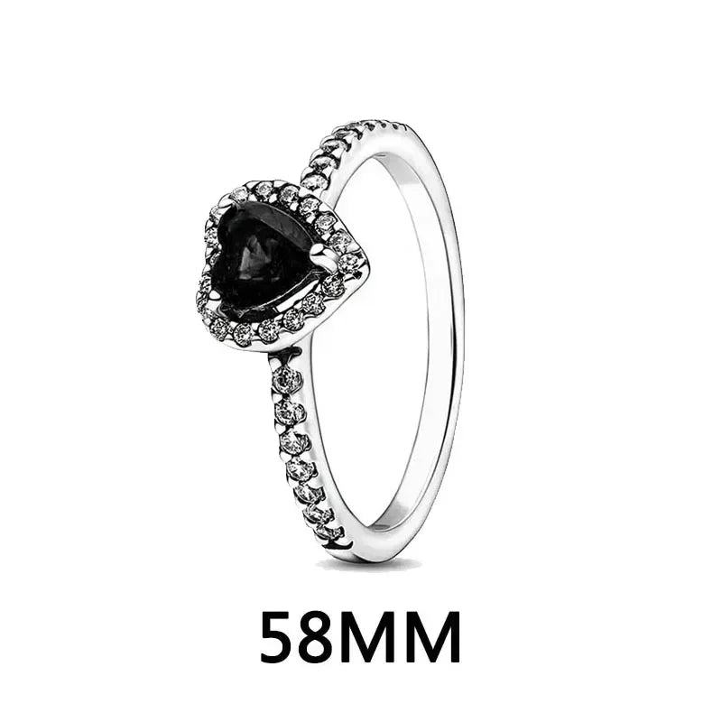 luckacco new 925 sterling silver heart-shaped pink ring necklace earring set luxurious sparkling charm jewelry fashion wedding gift