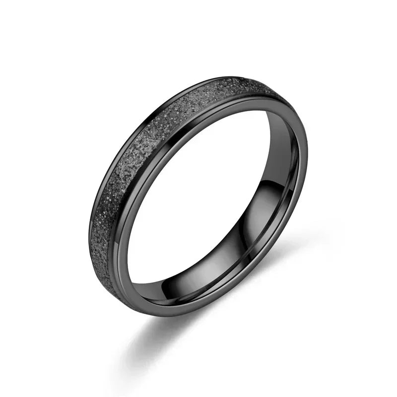 luckacco trendy rings stanless steel luxury fashion titanium rose gold color frosted ring exquisite women men jewelry wedding gift hot