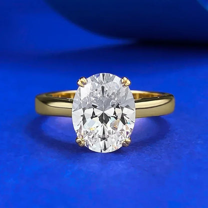 Luckacco 14K Gold Vintage Lab Diamond Ring 100% Real 925 Sterling Silver Party Wedding Band Rings for Women Engagement Jewelry Gift