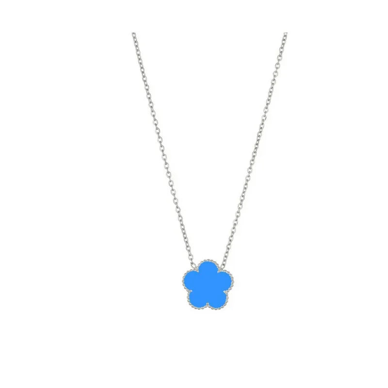 luckacco 14k gold plated five-leaf clover link bracelets white black blue gold red green lucky bracelets jewelry gifts trendy for women