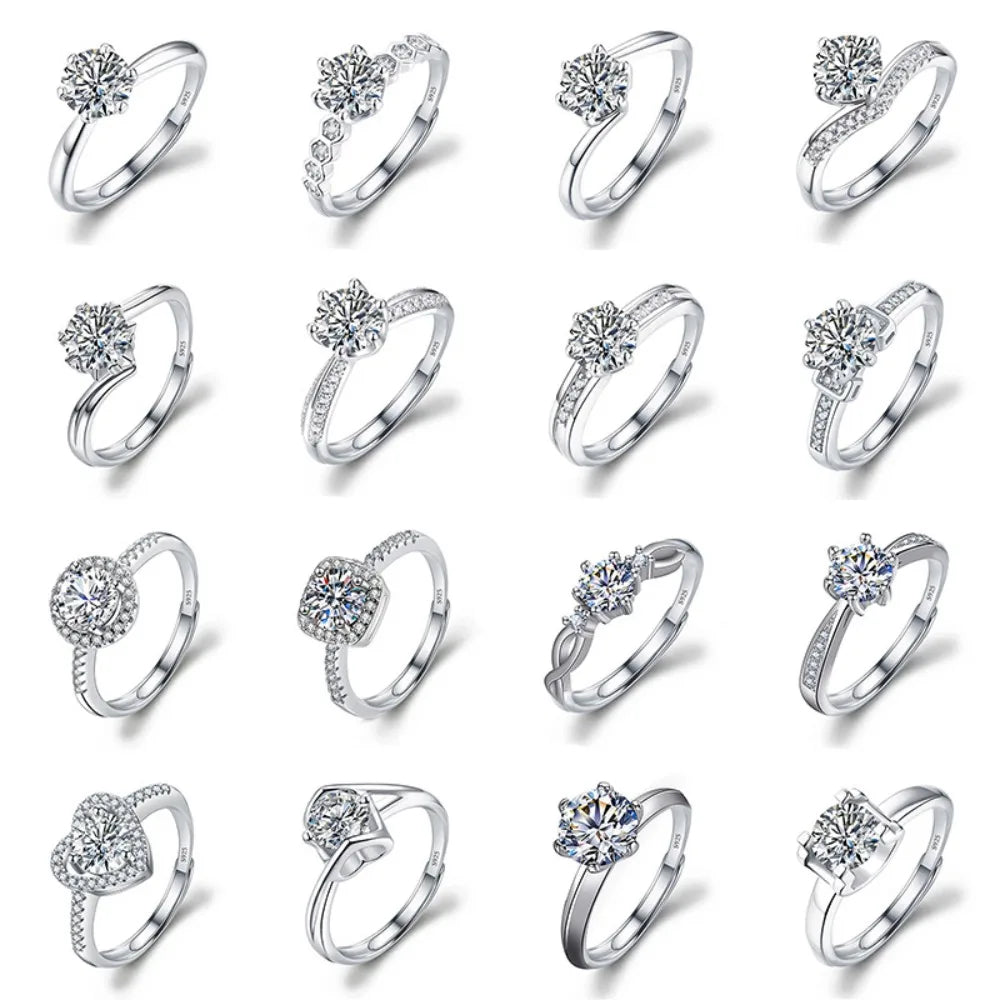 luckacco never fade luxury classic 18k white gold color ring solitaire 2 carat zirconia diamant wedding band women jewelry accessories