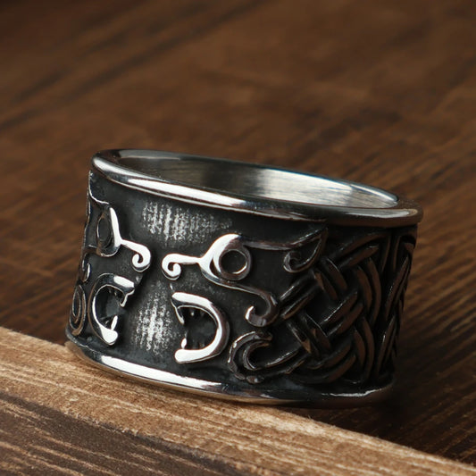 Luckacco Unique Viking Bear Claw Ring For Men Vintage Stainless Steel Odin Viking Celtic Ring Punk Motorcyclist Biker Jewelry