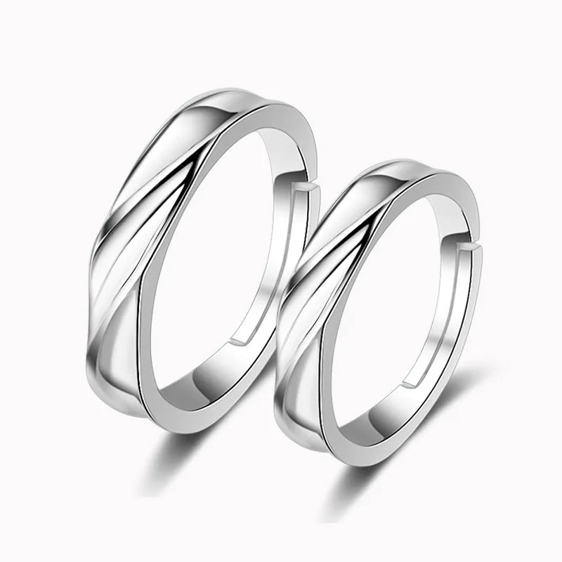 luckacco high-quality couple wedding ring for woman men 2pcs love heart zircon adjustable rings fashion stainless steel engaged jewelry