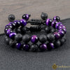 Luckacco High Quality Purple Tiger Eye Lava Beads Bracelet Women Natural Stone Healing Buddha Adjustable Bangles Jewelry Gift for Friend